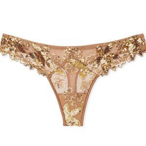 2 Victoria's Secret Toffee Sequined Thong Panties M